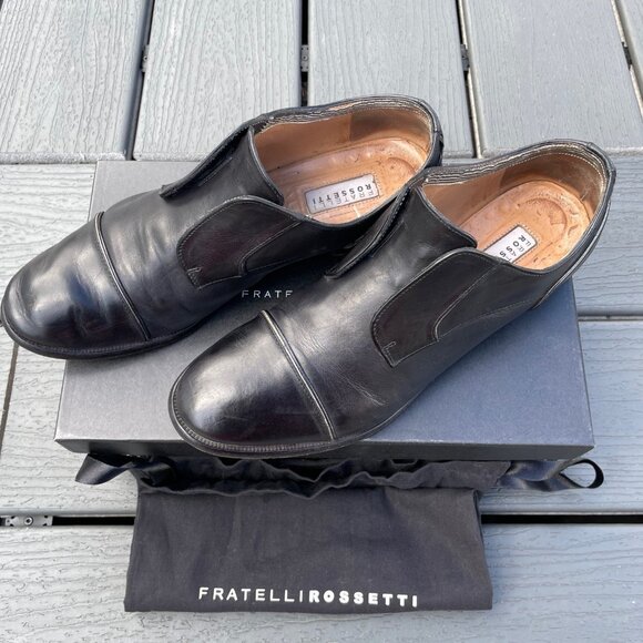 Fratelli Rossetti Black Leather Slip On Women's Oxford - Size 37.5 IT (7-7.5 US) - Picture 2 of 6